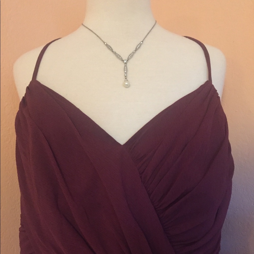 David’s Bridal Maroon Strap Dress.
